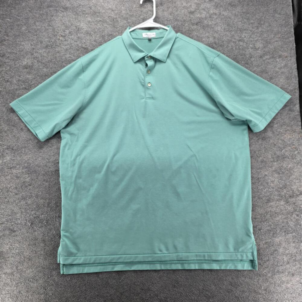 Peter Millar Polo Shirt Mens 2XL Green Striped Summer Comfort Golf Jersey